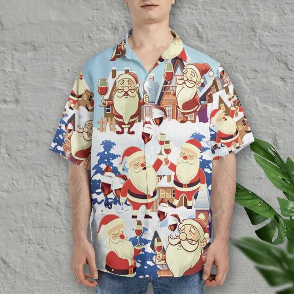 Santa Cheers Hawaiian Shirts For Men Women, Xmas Hawaiian Shirts