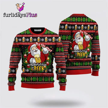 Santa Claus Beer Sweater It's The Most Wonderful Time For A Beer ,Christmas Ugly Sweater For Men, Women