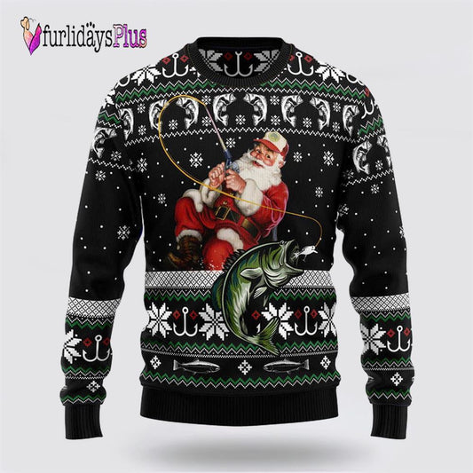 Santa Claus Fishing Ugly Christmas Sweater For Men And Women, Christmas Gift, Christmas Winter Fashion