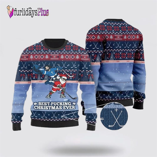 Santa Claus For Ice Hokey Lovers Ugly Christmas Sweater For Men And Women, Christmas Gift, Christmas Winter Fashion