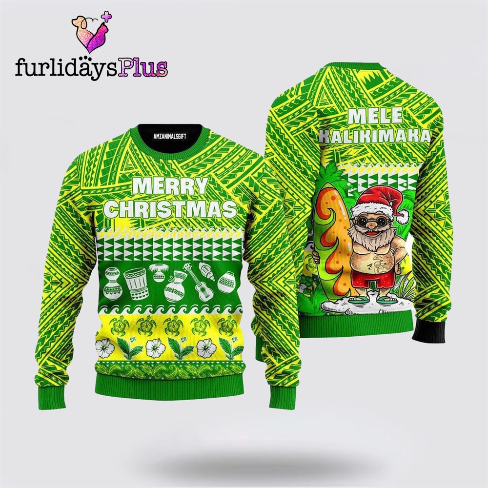 Santa Claus Mele Kalikimaka Ugly Sweater ,Christmas Ugly Sweater For Men, Women