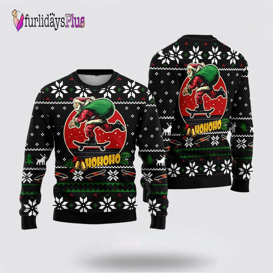 Santa Claus Skateboard Ugly Christmas Sweater For Men And Women, Christmas Gift, Christmas Winter Fashion