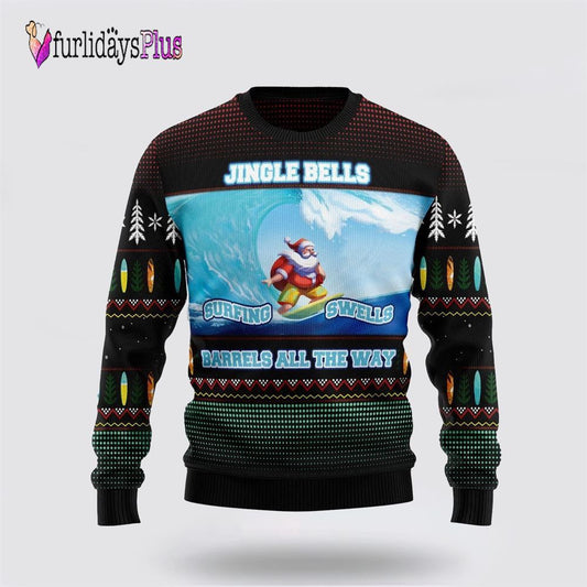 Santa Claus Surfing Ugly Christmas Sweater For Men And Women, Christmas Gift, Christmas Winter Fashion