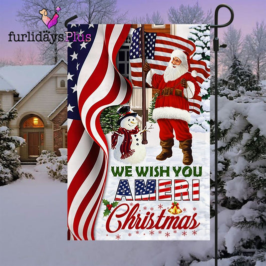 Santa Claus, We Wish You Ameri Christmas Garden Flag &amp Mailbox Cover