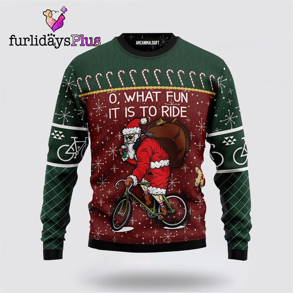 Santa Cycling, Christmas Gifts Ugly Sweater ,Christmas Ugly Sweater For Men, Women