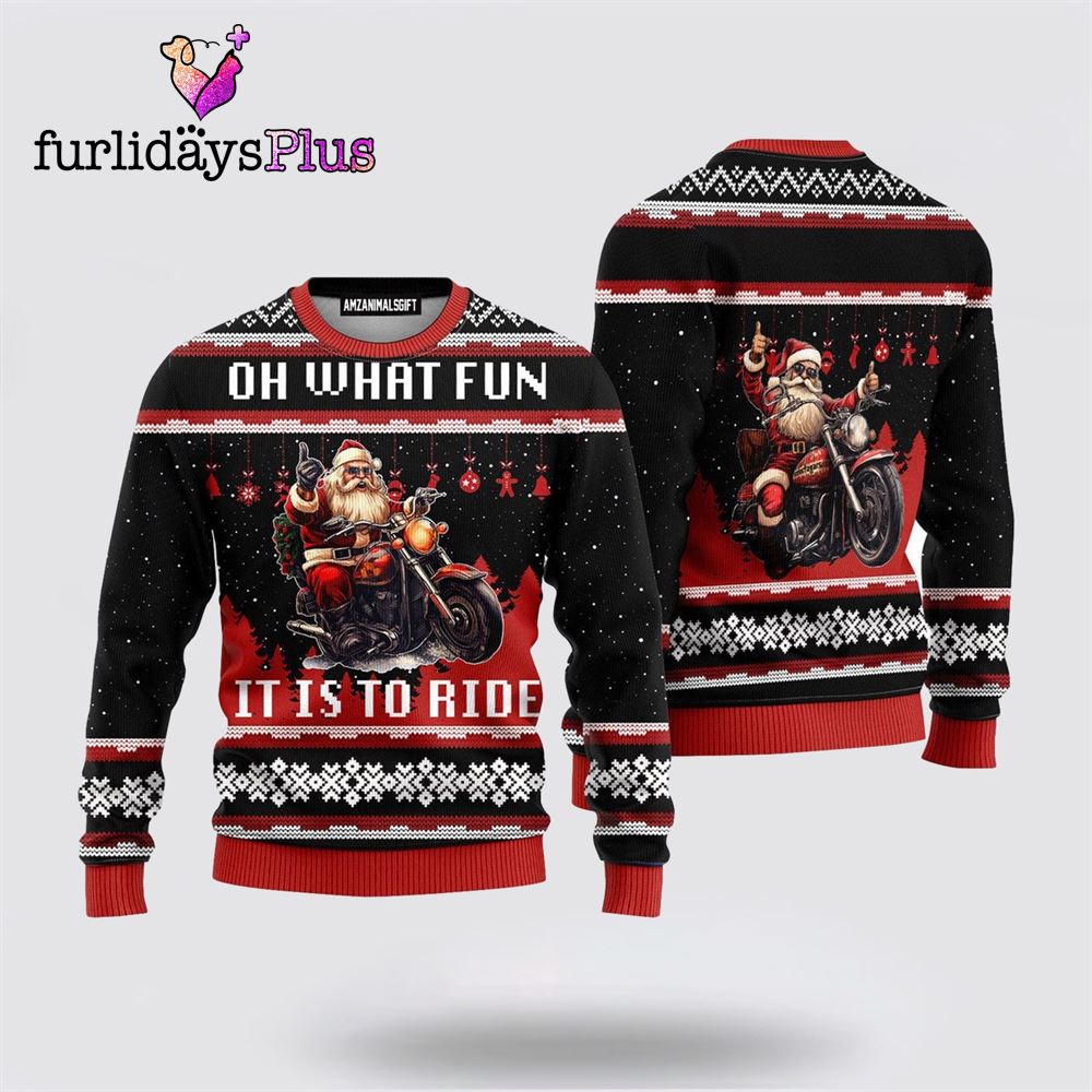 Santa Drive Motorbike Ugly Christmas Sweater ,Christmas Ugly Sweater For Men, Women