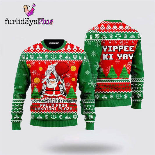 Santa Falls From Nakatomi Plaza Ugly Sweater ,Christmas Ugly Sweater For Men, Women