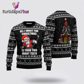 Santa Hockey All I Want For Christmas Ugly Christmas Sweater ,Christmas Ugly Sweater For Men, Women