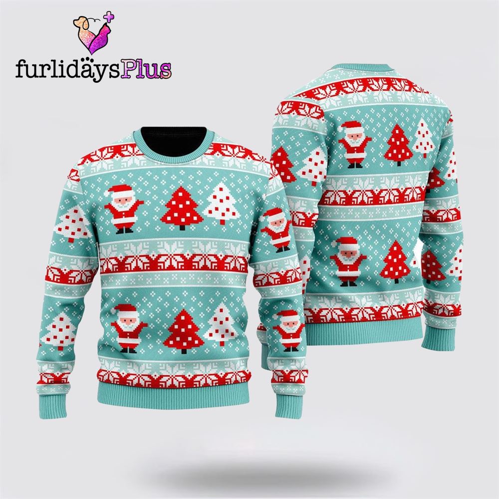 Santa Light Up Pattern Ugly Sweater ,Christmas Ugly Sweater For Men, Women