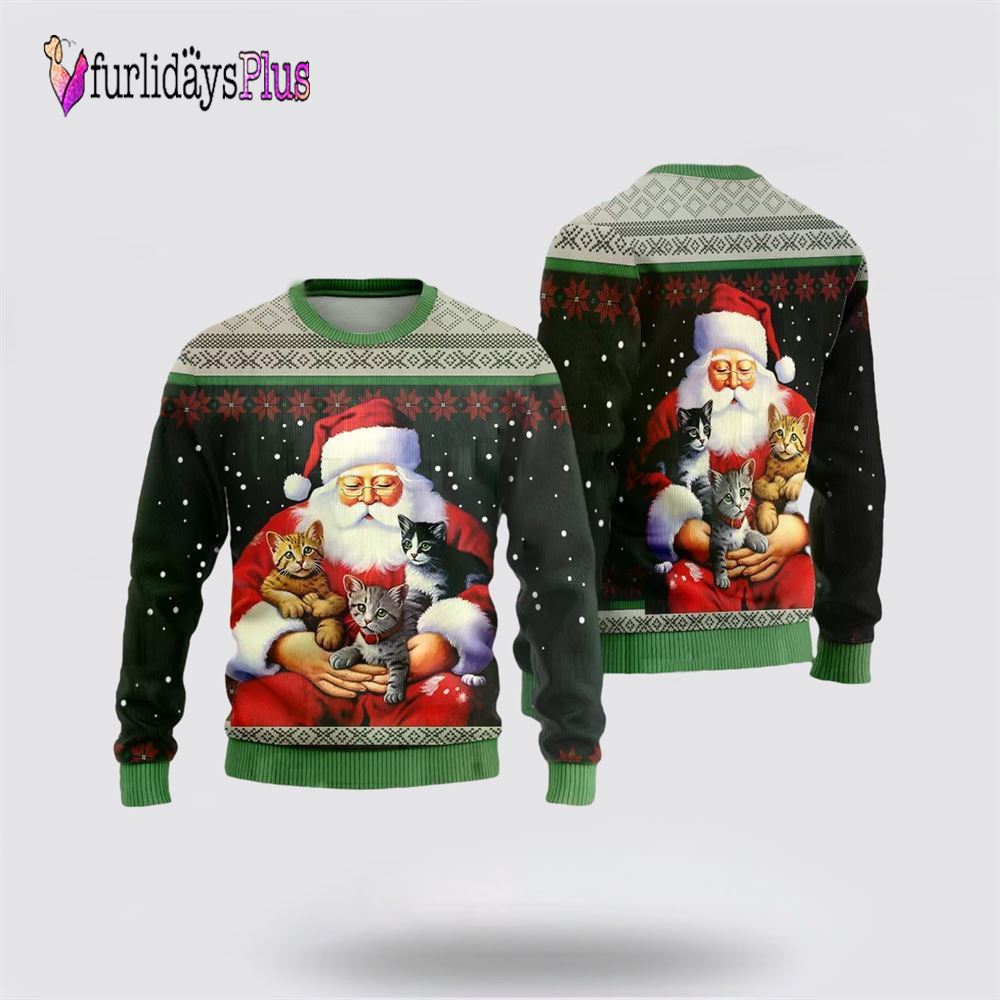 Santa Loves Catss Ugly Christmas Sweater For Men And Women, Christmas Gift, Christmas Winter Fashion