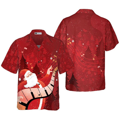 Santa Playing Piano Hawaiian Shirt, Xmas Hawaiian Shirts