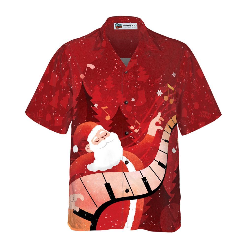 Santa Playing Piano Hawaiian Shirt, Xmas Hawaiian Shirts