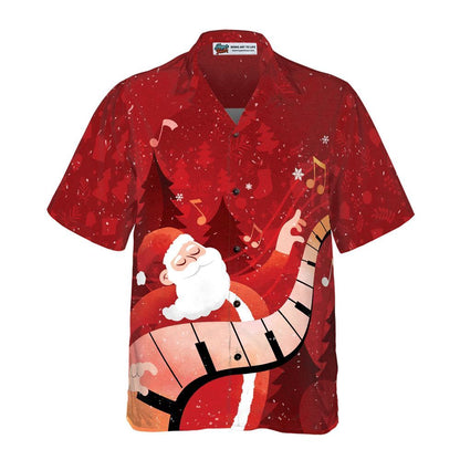 Santa Playing Piano Hawaiian Shirt, Xmas Hawaiian Shirts