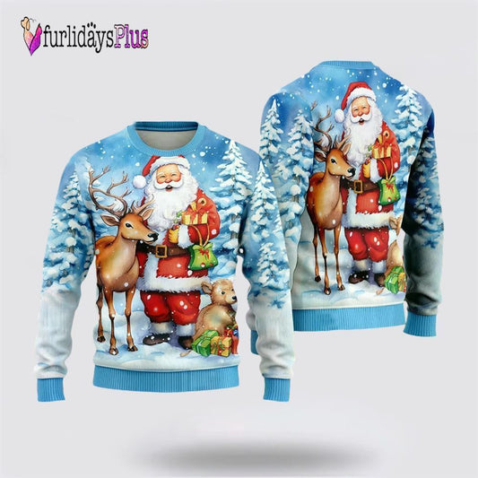 Santa & Reindeers Ugly Christmas Sweater For Men And Women, Christmas Gift, Christmas Winter Fashion