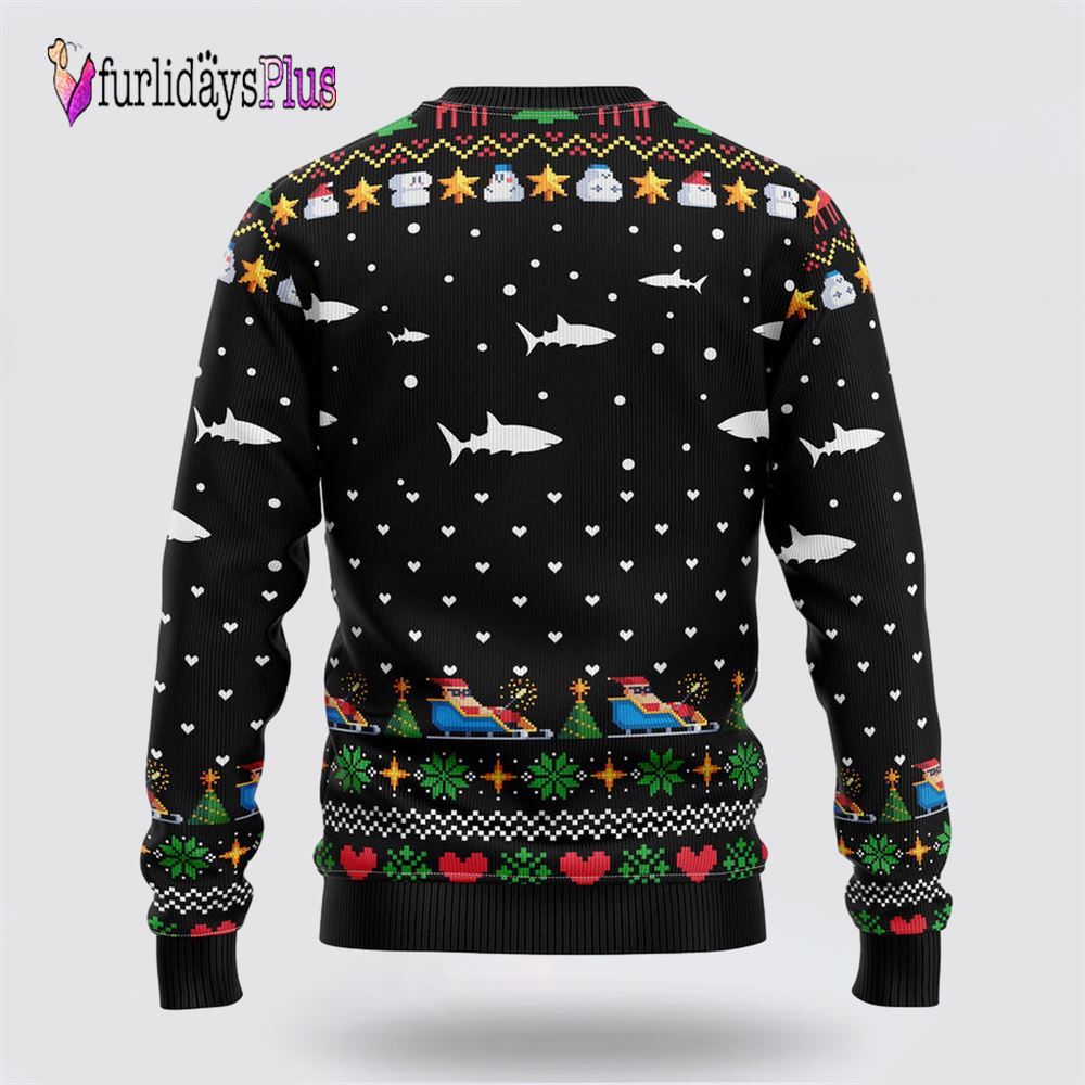 Santa Shark Ho Ho Ho Ugly Christmas Sweater, Sweater Gifts For Pet Lover