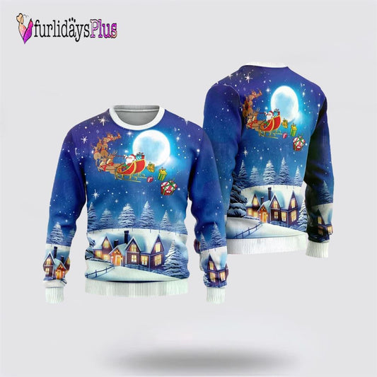 Santa Sleighs Ugly Christmas Sweater For Men And Women, Christmas Gift, Christmas Winter Fashion