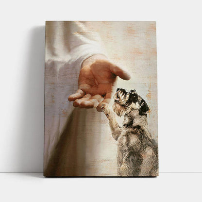 Schnauzer Dog Jesus Take My Hand Canvas Wall Decor - Christian Wall Art - Gift For Dog Lover