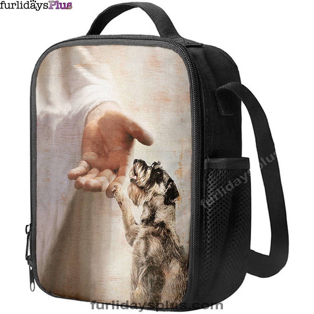 Schnauzer Dog Jesus Take My Hand Lunchbag Lunch Bag, Christian Lunchbag, Gift For Dog Lover