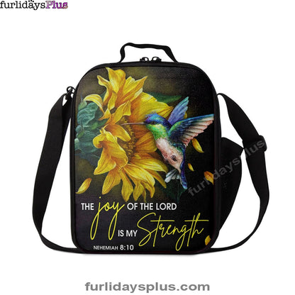 Scripture Nehemiah 810 Hummingbird Sunflower Lunchbag, Bible Verse Lunch Bag, Scripture Lunchbag