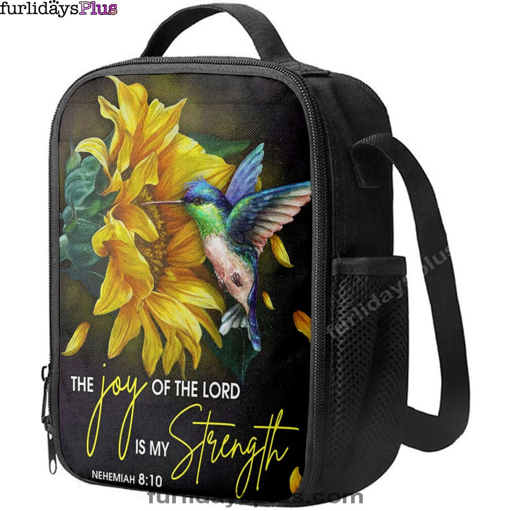 Scripture Nehemiah 810 Hummingbird Sunflower Lunchbag, Bible Verse Lunch Bag, Scripture Lunchbag
