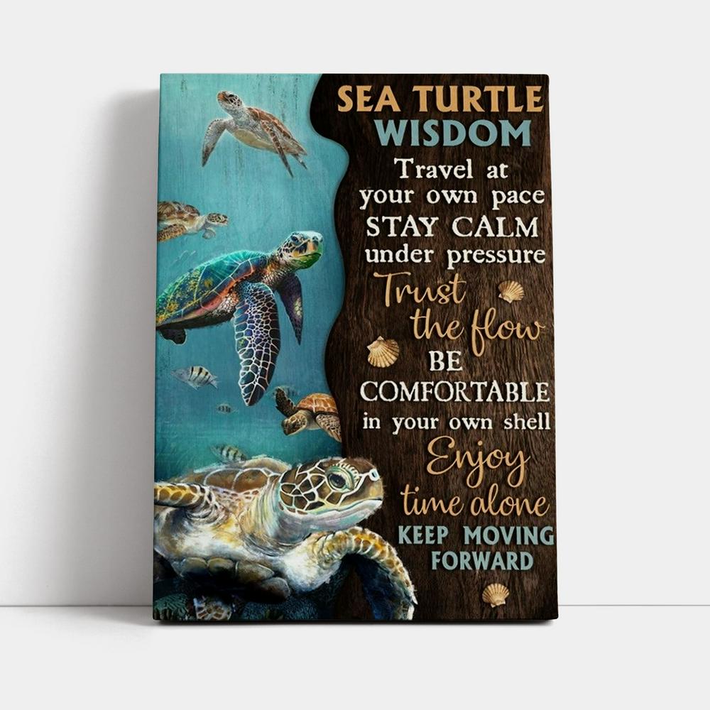 Sea Turtle Ocean World Keep Moving Forward Canvas Poster