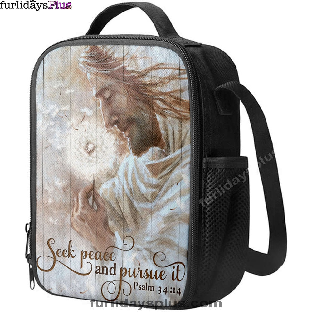 Seek Peace And Pursue It Dandelion And Jesus Lunchbag, Jesus Christ Lunch Bag, Christian Lunch Bag