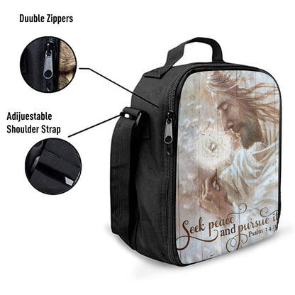 Seek Peace And Pursue It Dandelion And Jesus Lunchbag, Jesus Christ Lunch Bag, Christian Lunch Bag