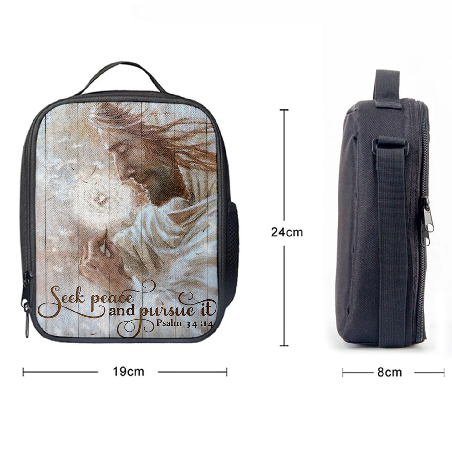 Seek Peace And Pursue It Dandelion And Jesus Lunchbag, Jesus Christ Lunch Bag, Christian Lunch Bag