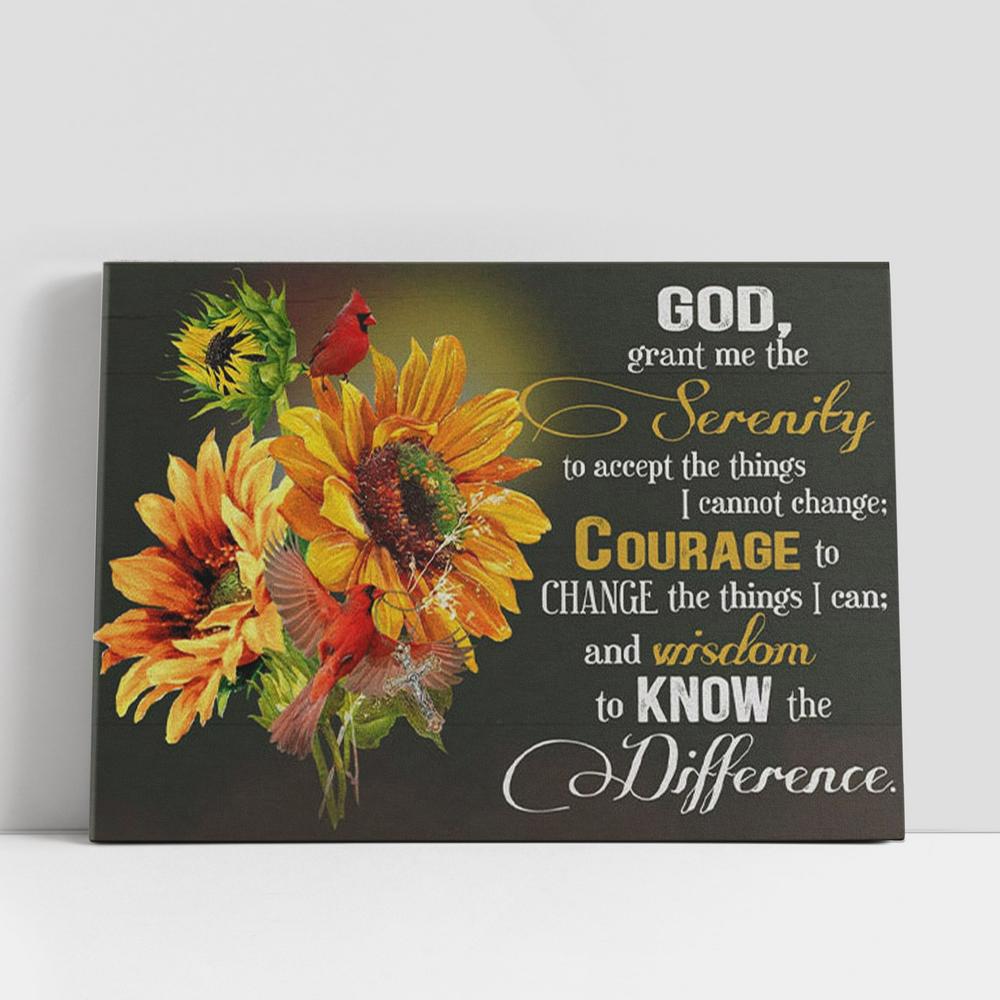 Serenity Prayer Sunflower Canvas Wall Art, Christian Gifts Wall Decor