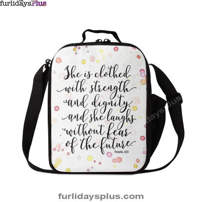 She Is Clothed With Strength And Dignity Lunchbag, Proverbs 31 25, Scripture Lunchbag, Religious