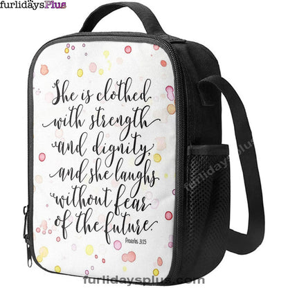 She Is Clothed With Strength And Dignity Lunchbag, Proverbs 31 25, Scripture Lunchbag, Religious