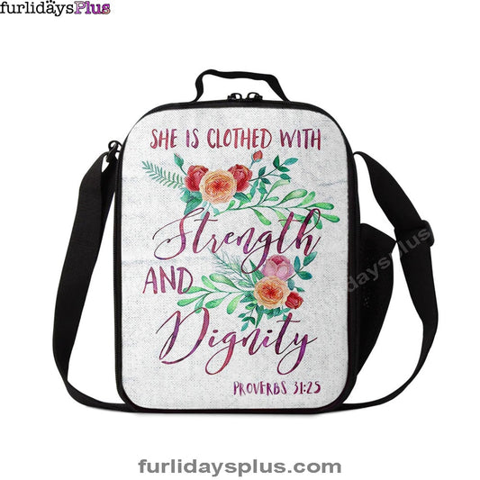She Is Clothed With Strength And Dignity, Proverbs 31 25 Lunch Bag, Bible Verse Lunchbag