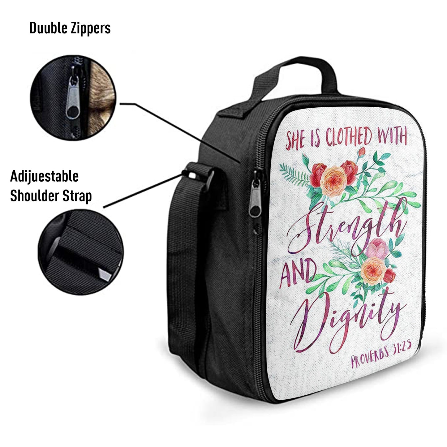 She Is Clothed With Strength And Dignity, Proverbs 31 25 Lunch Bag, Bible Verse Lunchbag