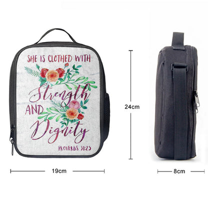 She Is Clothed With Strength And Dignity, Proverbs 31 25 Lunch Bag, Bible Verse Lunchbag