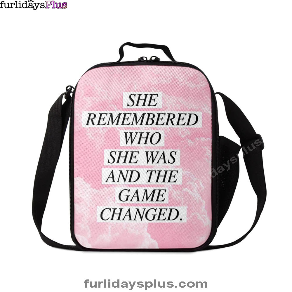 She Remembered Who She Was And The Game Changed Lunchbag, Encouragement Best Friend Gift For Teens, Women, Girls, Bff
