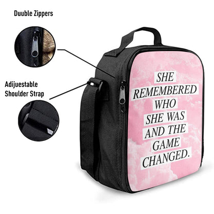 She Remembered Who She Was And The Game Changed Lunchbag, Encouragement Best Friend Gift For Teens, Women, Girls, Bff