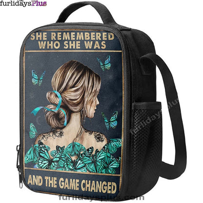 She Remembered Who She Was And The Game Changed Lunchbag, Gifts For Women, Teen Girls, Motivational Lunchbag, Light Blue Boho ation