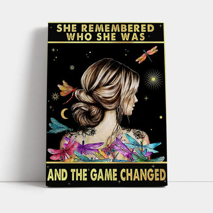 She Remembered Who She Was Canvas Wall Art - Boho Dragonfly Decor