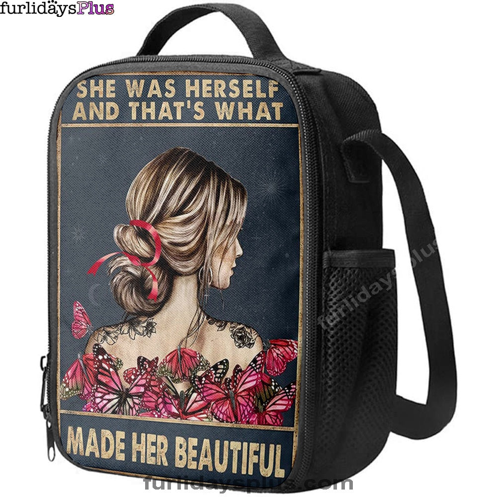 She Remembered Who She Was Lunchbag, Boho Hippie Butterfly