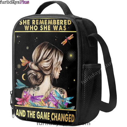 She Remembered Who She Was Lunchbag, Boho Hippie Dragonfly