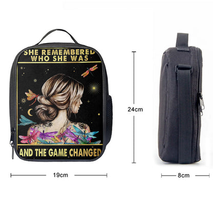 She Remembered Who She Was Lunchbag, Boho Hippie Dragonfly