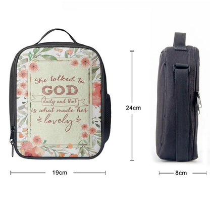 She Talked To God Daily And That Is What Made Her Lovely Lunchbag, Bible Verse Lunch Bag, Scripture Lunchbag