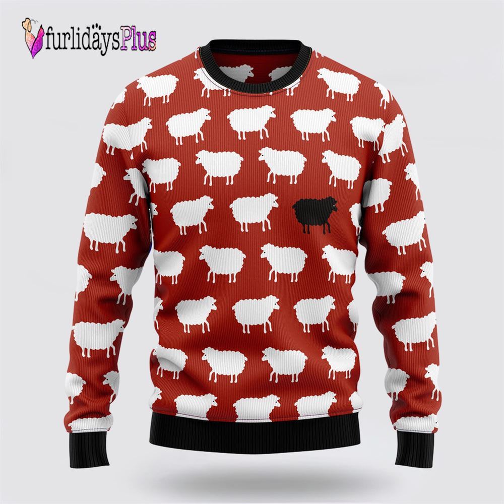Sheep Black And White Ugly Christmas Sweater, Sweater Gifts For Pet Lover