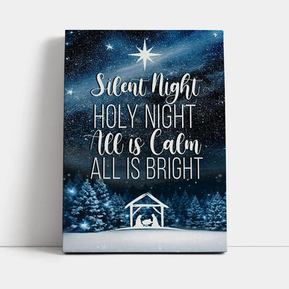 Silent Night Holy Night Starry Night Canvas Prints - Bible Verse Wall Decor - Jesus Wall Art Home Decor