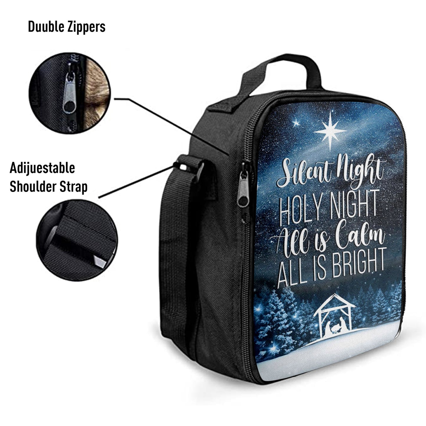 Silent Night Holy Night Starry Night Lunchbag, Bible Verse Lunch Bag, Scripture Lunchbag