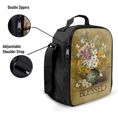 Simply Blessed Beautiful Flower Vase Lunchbag, Bible Verse Lunch Bag, Inspirational Art, Christian Lunchbag