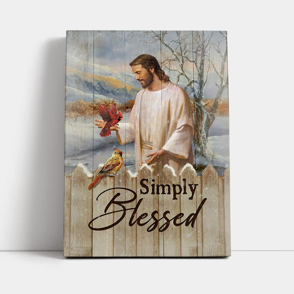 Simply Blessed Cardinal Canvas Print - Inspirational Canvas Art - Christian Wall Art Home Decor