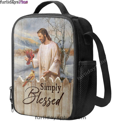 Simply Blessed Cardinal Lunchbag Print, Inspirational Lunch Bag, Christian Lunchbag Lunchbag