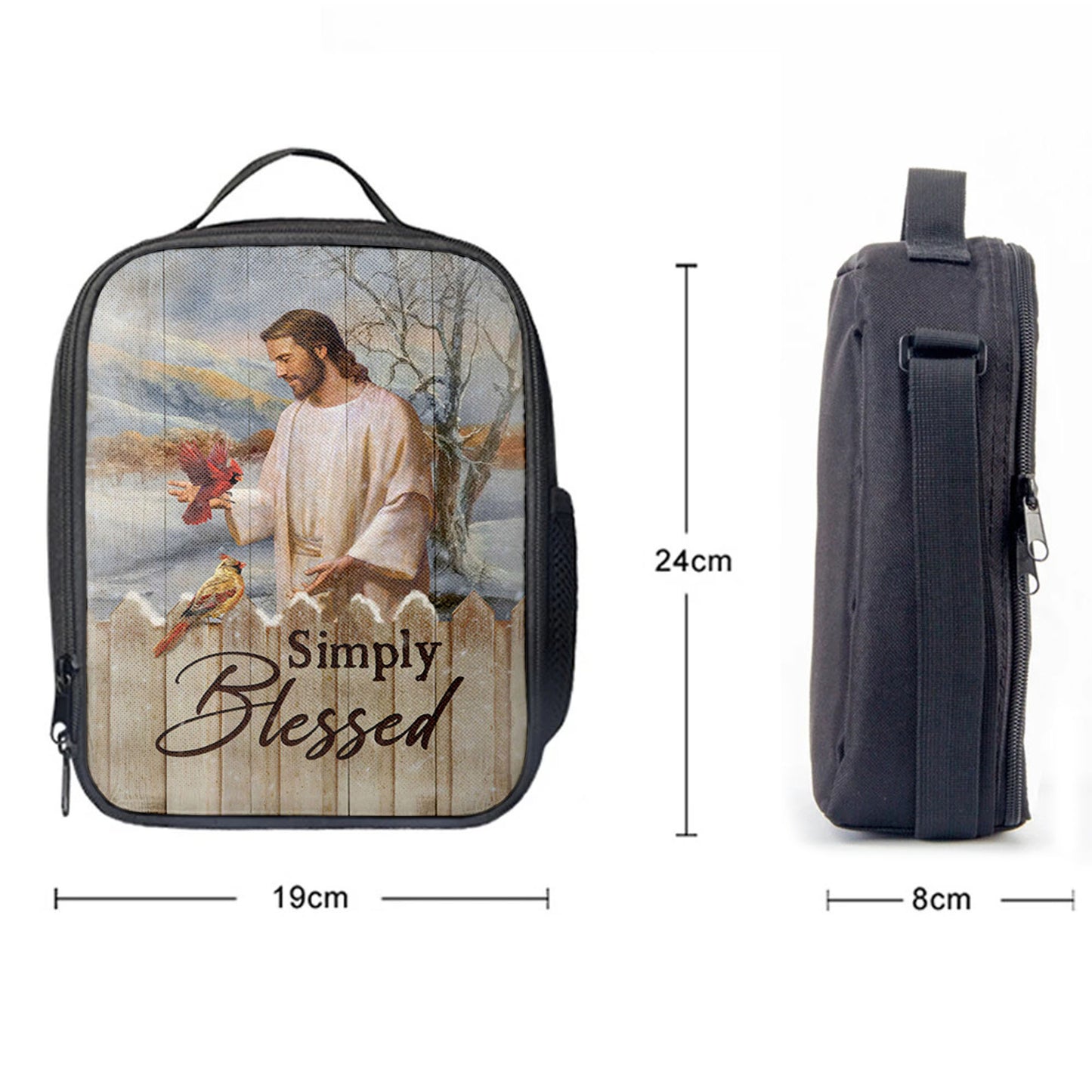 Simply Blessed Cardinal Lunchbag Print, Inspirational Lunch Bag, Christian Lunchbag Lunchbag