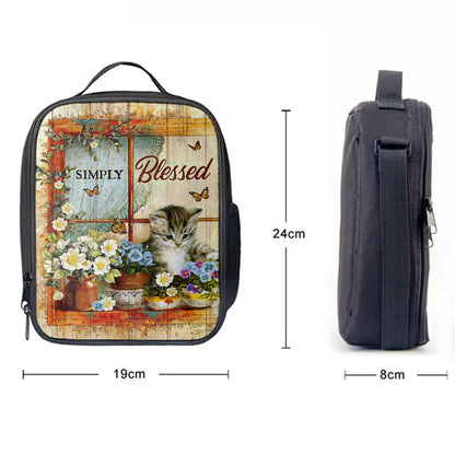 Simply Blessed Cat Butterfly Lunchbag Print, Inspirational Lunch Bag, Christian Lunchbag Lunchbag